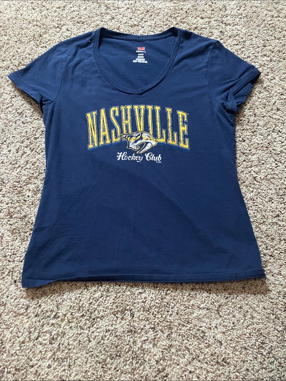 Hanes Navy Short Sleeve Nashville Graphic Tee with Predators Logo